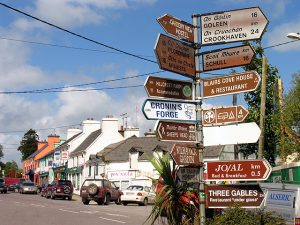 Many signs pointing in various directions