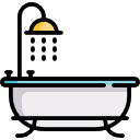 drawing of a bathtub and shower