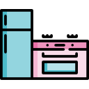 drawing of a fridge and stove