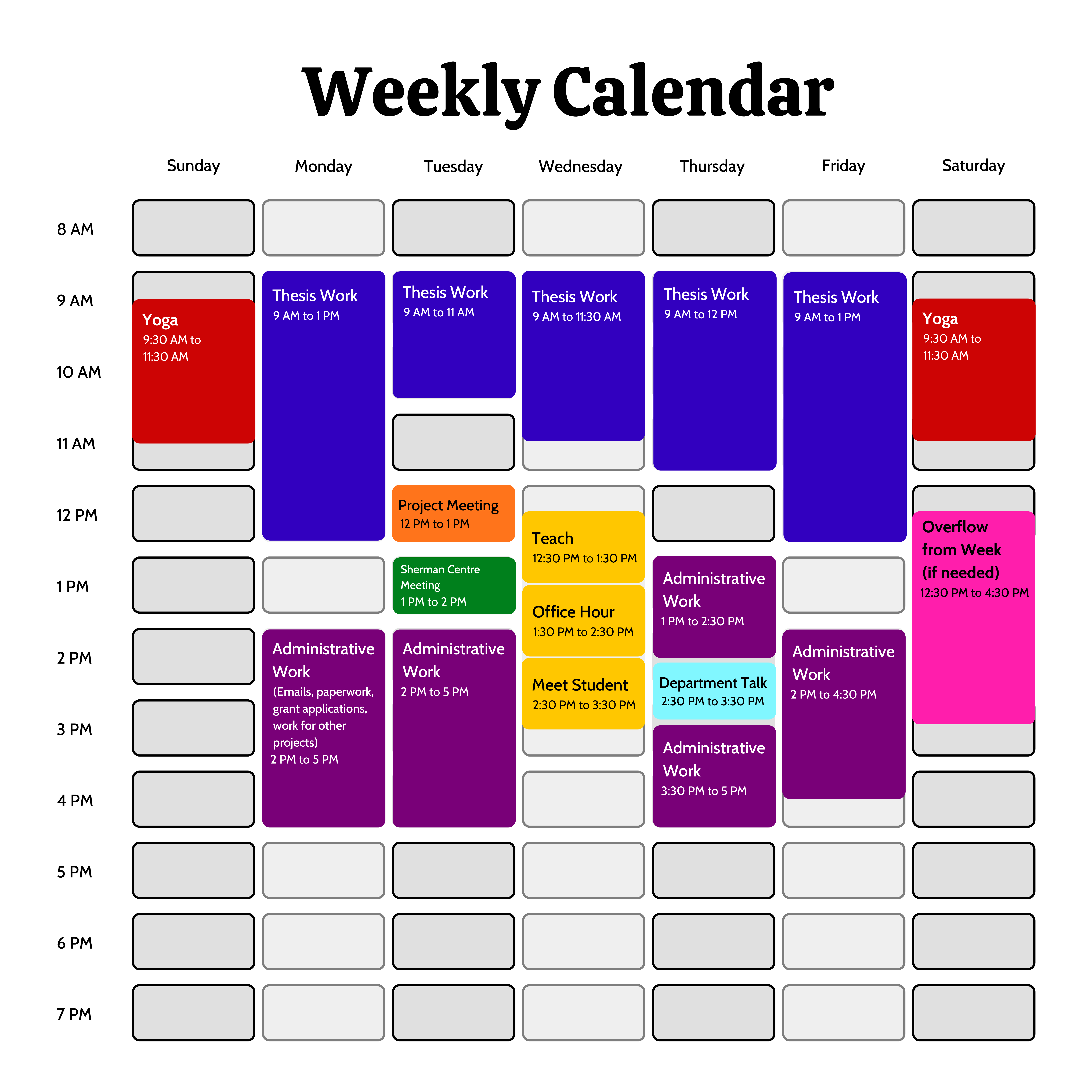 Expertly planned sample weekly schedules with text description below.