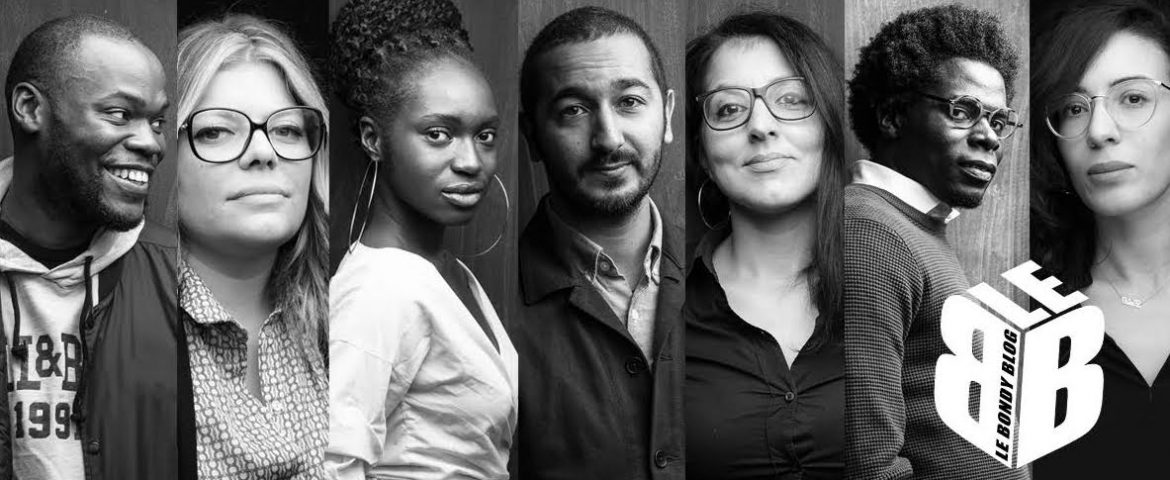 Groupe de personnes alignées, visage flouté, logo "Le Bondy Blog" en bas à droite.
