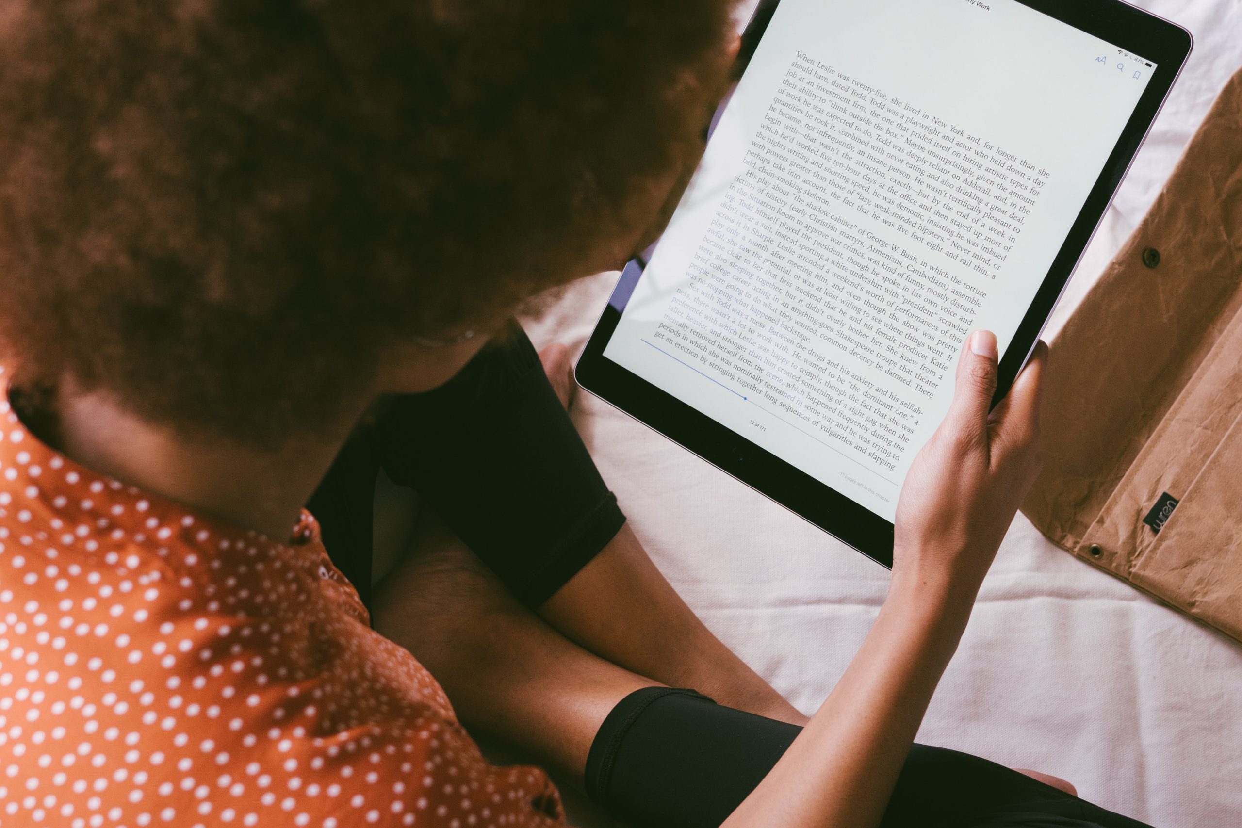 High Angle Photo of Person Reading an E-Book High Angle Photo of Person Reading an E-Book