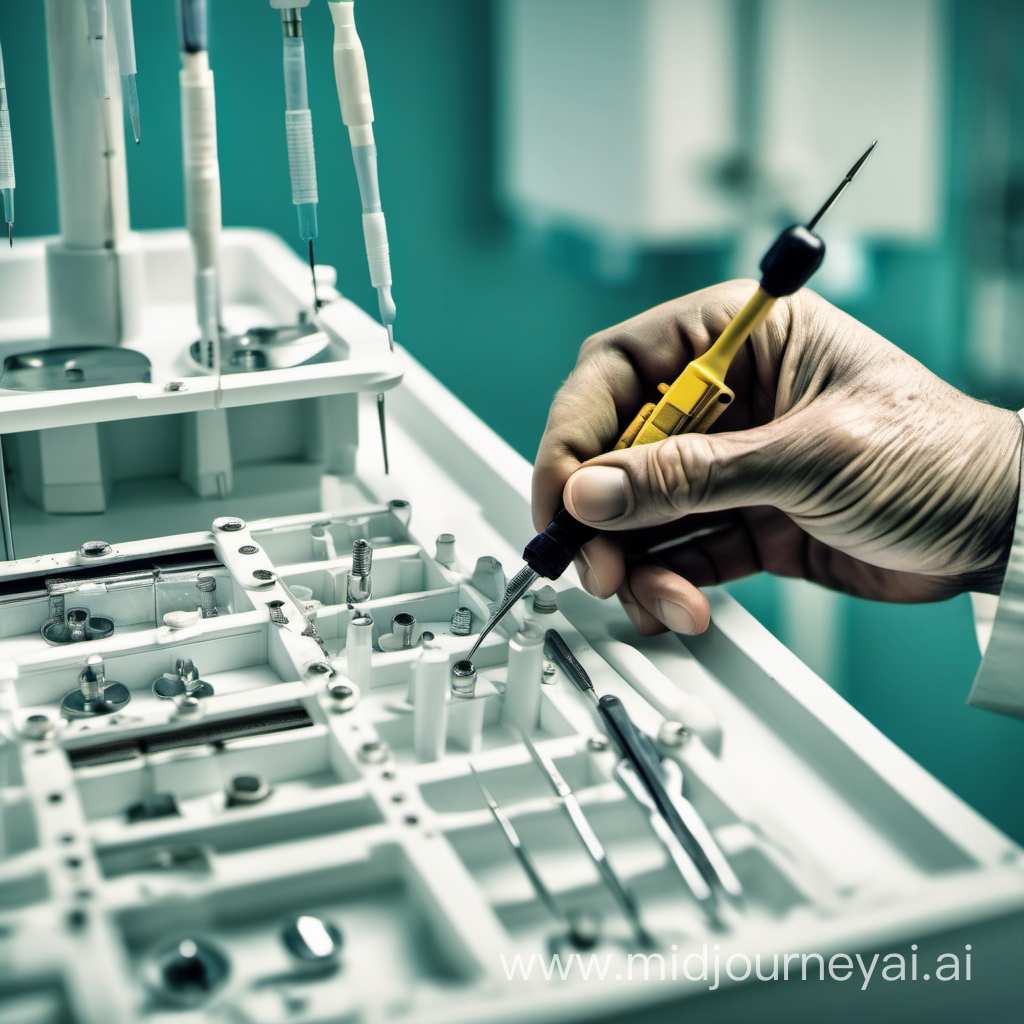 AI generated image of hand repairing medical machinery