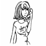 A girl talks on the phone.