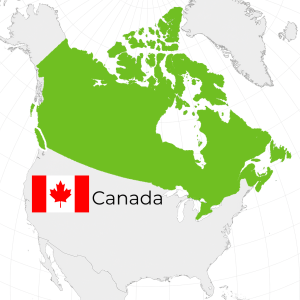 map of Canada and its flag