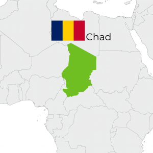 Map location of Chad with its flag