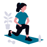 Icon of a person doing lunches on an exercise mat.