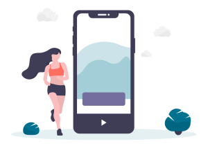 Icon of someone tracking their running progress on an app.