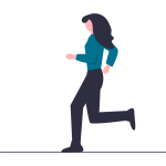 A woman jogging.