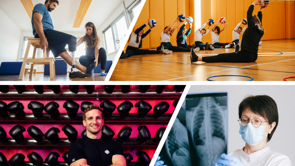 Jobs related to Kinesiology: Physiotherapist, Physical Ed Teacher, Sports Coach, and physician.