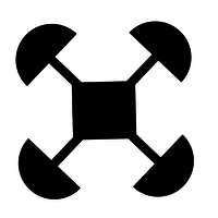 An adinkra symbol with a square in the middle and four line coming out at each corner with a semi-circle at the top