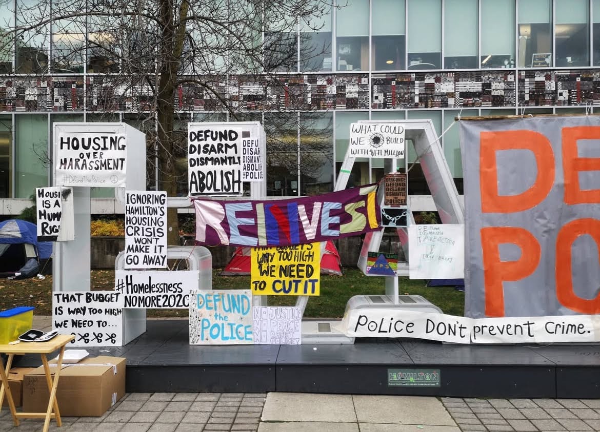 Various messages from Hamilton residents during Freedom Camp.
