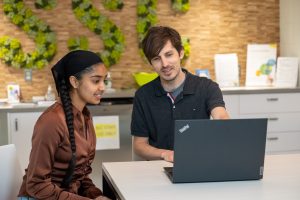 Student and advisor chatting