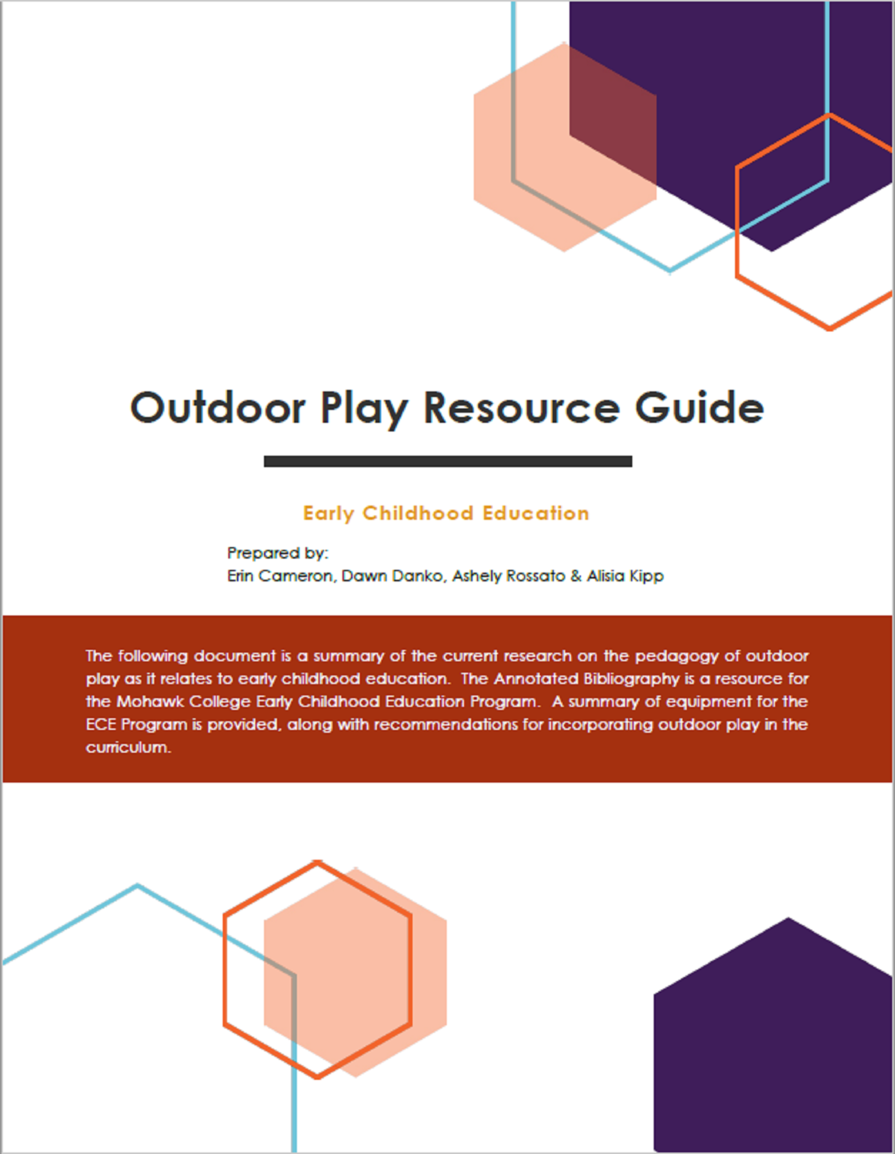 Cover image for Outdoor Play Resource Guide: ECE 