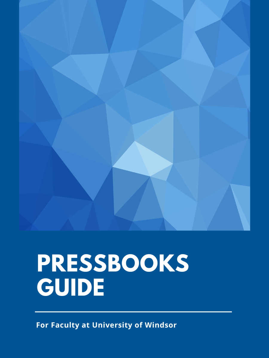 Cover image for Pressbooks Guide for Faculty at University of Windsor