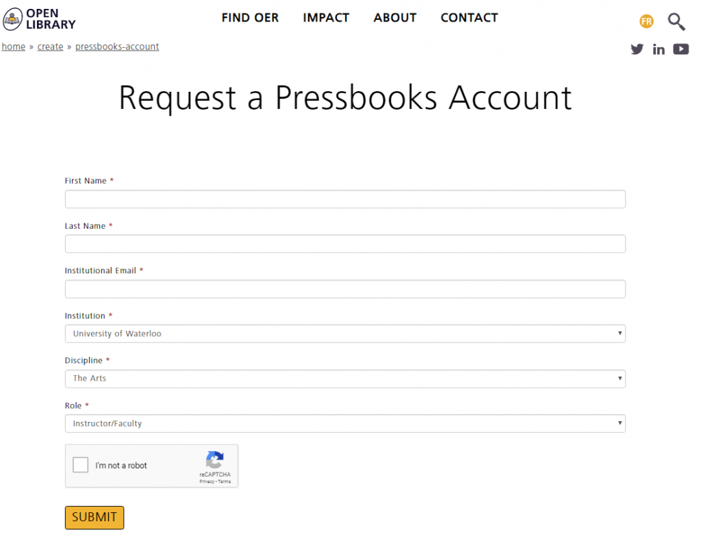 Request a Pressbooks Account