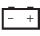 Symbol of a battery with plus and minus signs meaning low battery