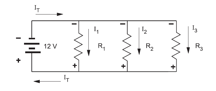 Diagram illustrating the polarity in a parallel circuit