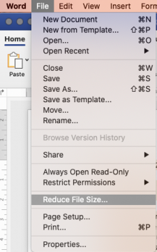 reduce the size of word document ms office for mac