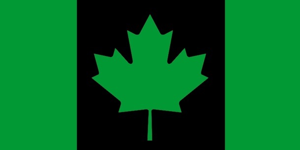 Black and green Canadian Flag