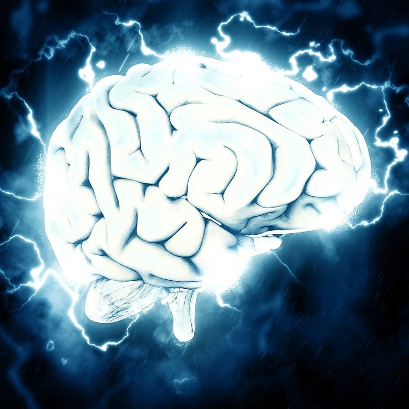 illustration of a brain surrounded by electricity