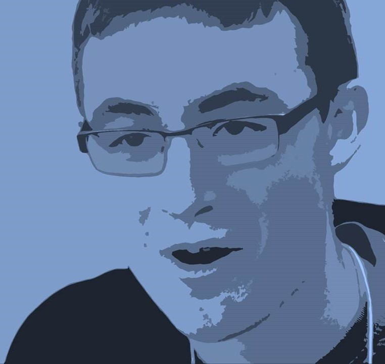 colour overlay image of man wearing glasses