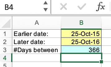 Calculating the Number of Days between two dates – Using Excel in ...