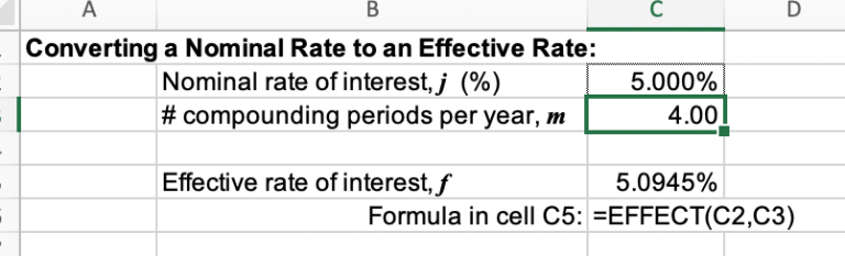 Effective Rates – Using Excel in Business Math