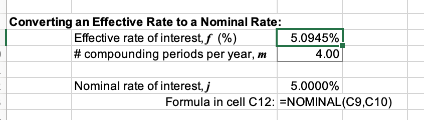 Effective Rates – Using Excel in Business Math