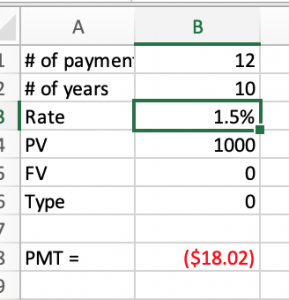 Screen shot of Excel using functions - changed