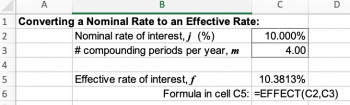 Equivalent Interest Rates – Using Excel in Business Math