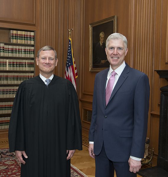 Chief Justice of the United States Supreme Court John Roberts and fellow Supreme Court Justice, Neil Gorsuch