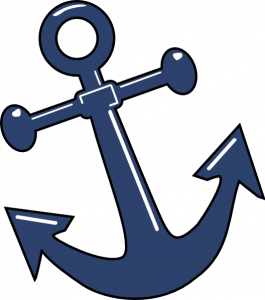 Image of a tilted blue anchor