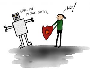 The data robot being defended against