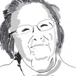 A handrawn illustration of Elinor Ostrom.