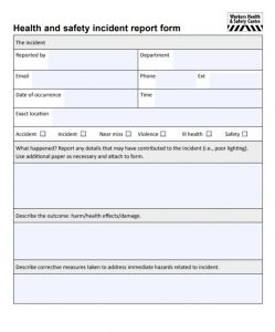 Health and safety incident report form